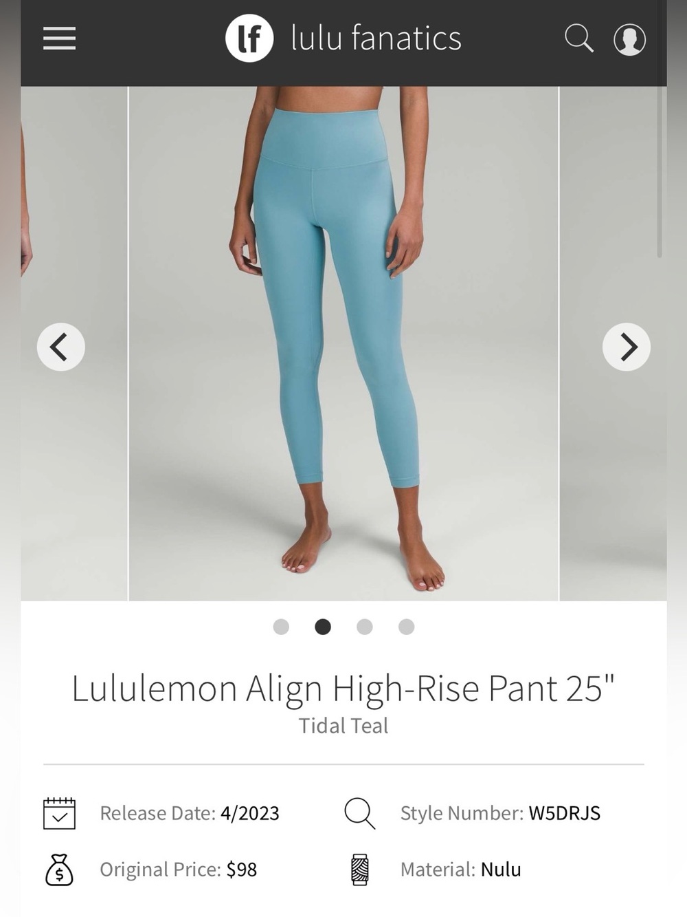 Lululemon  align High-Waist Tidal Teal  Leggings 25 inseam - size 6 EUC - great